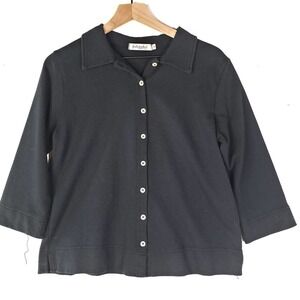 Fresh Produce‎ Button Front Sweatshirt Top Jacket S 3/4 Sleeves Cotton